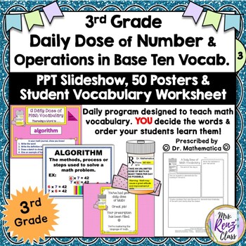 Preview of Daily Dose of NUMBER & OPERATIONS BASE TEN Vocab Slideshow, Word Wall & More!
