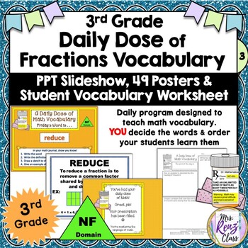 Preview of Daily Dose of NUMBER & OPERATIONS - FRACTIONS Slideshow & Math Word Wall & More