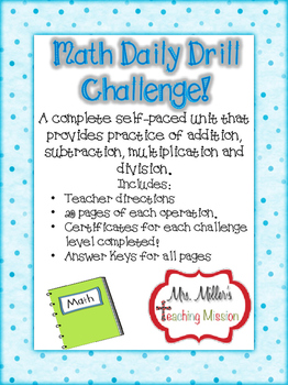 Preview of Daily Drill Math Challenge! Self-Paced Program