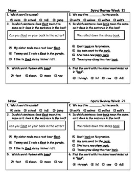 Daily ELA Spiral Review For Second Grade, Weeks 21-28 by Shelly Sitz