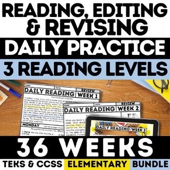Preview of ELA Daily Warm Up Reading Bell Ringers STAAR Practice Revising & Editing Do Now
