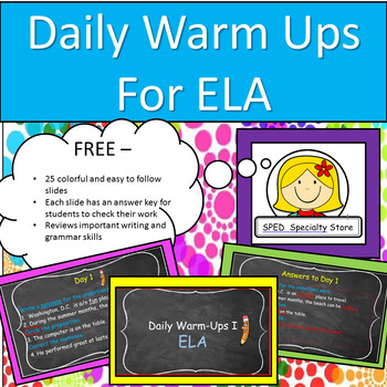 Preview of Daily ELA Warm-Ups / Spelling, Grammar, Sentence Structure, Vocabulary