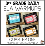 Daily ELA Warm Ups for 3rd Grade - Spiral Review | QUARTER ONE