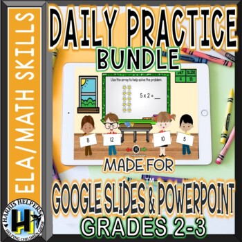 Preview of Daily ELA and Math Skills Practice for Second and Third Grade BUNDLE