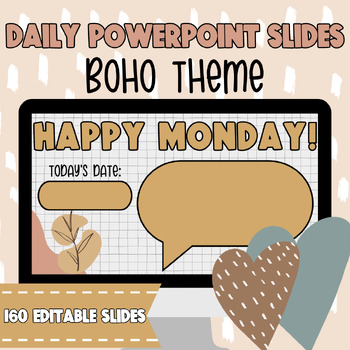 Preview of Daily Elementary Classroom Powerpoint PPTX | Editable Templates | BOHO Theme