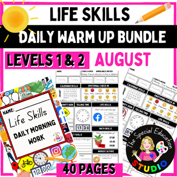 Preview of Daily Emotional Check In with Student BUNDLE Special Education Life Skills AUG