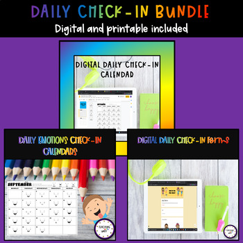 Preview of Daily Emotions Check-in Bundle I Digital and Printable SEL Daily Check-ins