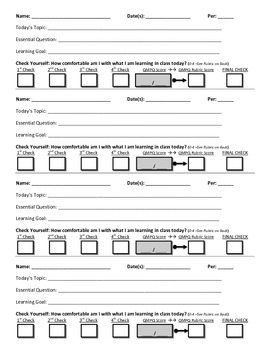 Preview of Multi-day Exit Slip for Student Self-Assessment - EQ/LG/ Marzano Scale