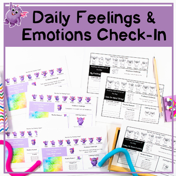 Preview of Daily Feelings & Emotions Check In Chart - Mindfulness Printable & PowerPoint