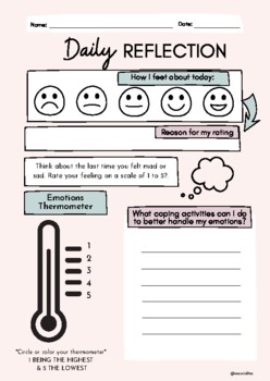 Preview of Daily Feelings Reflection Sheet