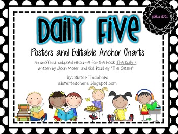 Preview of Daily Five Posters and Editable Anchor Charts *Polka Dots*