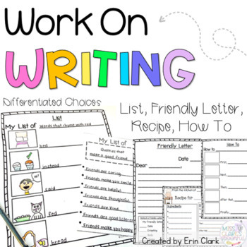 Daily Five Work on Writing Choices