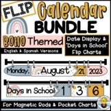 Daily Flip Calendar Card Display BUNDLE | Boho Theme | Eng