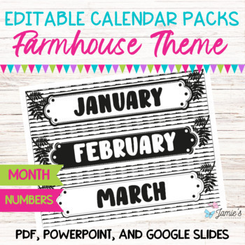 Preview of Daily Flip Calendar Pocket Chart Cards | Editable Farmhouse Calendar Display