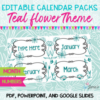 Preview of Daily Flip Calendar Pocket Chart Cards | Editable Flower Calendar Display