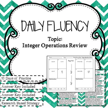 Preview of Daily Fluency Practice: Integers Operations Review