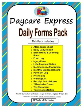 Preview of Daily Forms Pack (Baby Report, Blank Menu Plan, Tax Statement, Pay Log & More)