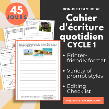 Preview of Daily French Writing Warm-Up Journal Cahier d'écriture quotidien Cycle 1