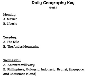 Daily Geography Month 1 by Kovescence of the Mind  TpT