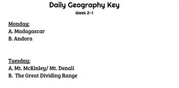 Daily Geography Month 2 by Kovescence of the Mind  TpT