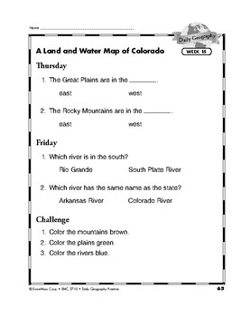 Daily Geography Practice, Grade 1, Weeks 13–18  TpT