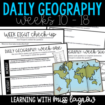 Preview of Daily Geography or Social Studies Map Skills: Weeks 10 - 18