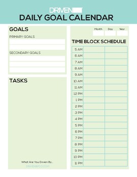 Preview of Daily Goal Calendar