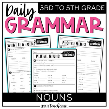 Preview of Daily Grammar Activities - Nouns - Grammar Worksheets | 3rd 4th 5th Grade
