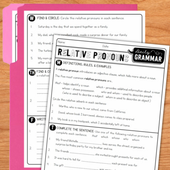 daily grammar activities pronouns prepositions worksheets 3rd to 5th grade