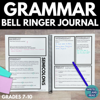 Preview of Daily Grammar Bell Ringer Journal - Full Year of Grammar Warmups for Grades 7-10