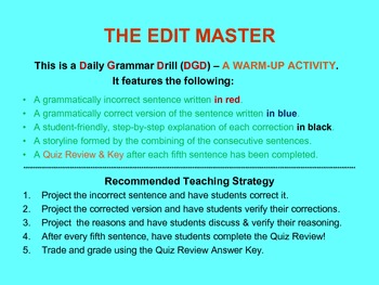 Preview of CCSS: Daily Grammar Drill & Warm-Up! 50-Day Power Point!