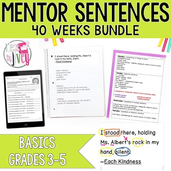 Preview of Daily Grammar Mentor Sentence (JUST THE BASICS) Bundle (Grades 3-5): 40 Weeks!