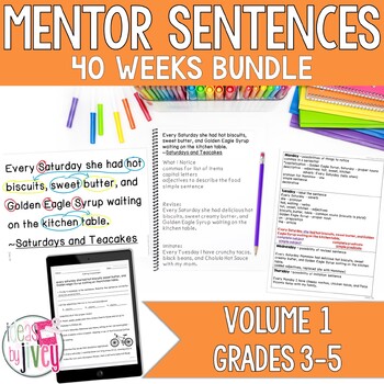 Preview of Daily Grammar Mentor Sentence Units (VOLUME 1) Bundle (Grades 3-5): 40 Weeks!