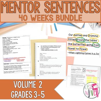 Preview of Daily Grammar Mentor Sentence Units (VOLUME 2) Bundle (Grades 3-5): 40 Weeks!