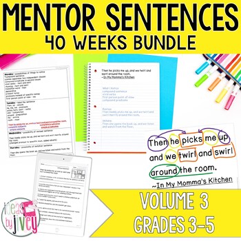 Preview of Daily Grammar Mentor Sentence Units (VOLUME 3) Bundle (Grades 3-5): 40 Weeks!