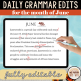 Daily Grammar Paragraph Edits for June | 100% Editable Sli
