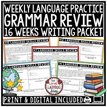 Preview of Grammar Review Practice 3rd 4th Grade Grammar Paragraph Proofreading Worksheets