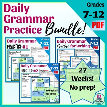 Preview of Daily Grammar Practice Bell Ringers for Middle School Bundle!| PDF