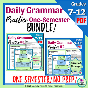 Preview of Daily Grammar Practice Bellringers for Middle School One Semester Bundle!