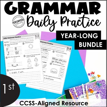 Preview of Daily Grammar Practice For 1st Grade | Grammar Worksheets | Spiral Review