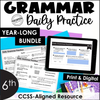Preview of Daily Grammar Practice For 6th Grade | Grammar Worksheets | Spiral Review