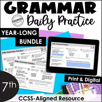 Preview of Daily Grammar Practice For 7th Grade | Year-Long Bundle | Spiral Review