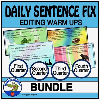 Preview of Daily Grammar Practice Sentence Fix Middle School Full Year & Easel Assessments