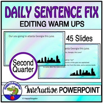 Preview of Daily Grammar Practice Sentence Fix Middle School Quarter 2 and Easel Assessment