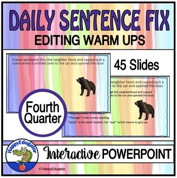 Preview of Daily Grammar Practice Sentence Fix Middle School Quarter 4 and Easel Assessment