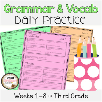 Preview of Daily Grammar Practice and Vocabulary Spiral Review Third Grade