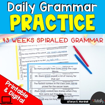 Preview of Grammar Practice with Editable Spiraled ELA | Morning Work