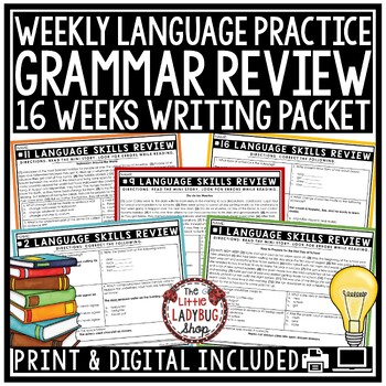 Preview of Daily Grammar Review Practice 3rd 4th Grade Grammar Paragraph Editing Worksheets