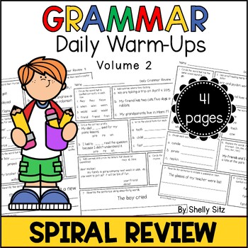 Preview of 2nd Grade Grammar Spiral Review - Grammar Practice Worksheets Second Grade