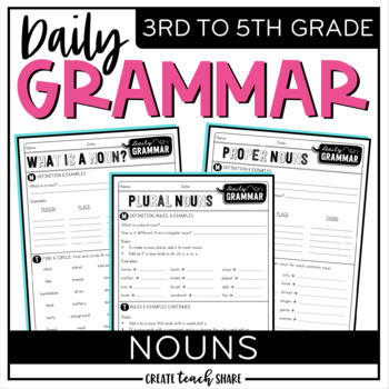 daily grammar activities nouns grammar worksheets for 3rd 4th 5th grade